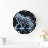 Fantasy Schattige Wolf Blue Reflection Grote Klok (Huis)