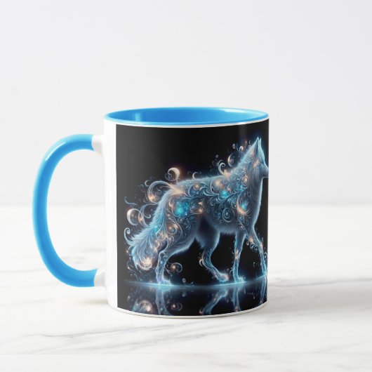 Fantasy Schattige Wolf Blue Reflection Mok (Links)