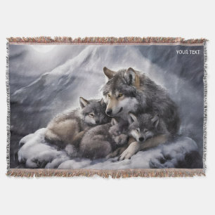 Fantasy Schattige Wolf Family Winter Deken