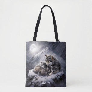 Fantasy Schattige Wolf Family Winter Draagtas