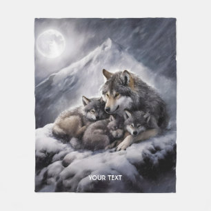 Fantasy Schattige Wolf Family Winter Fleece Deken