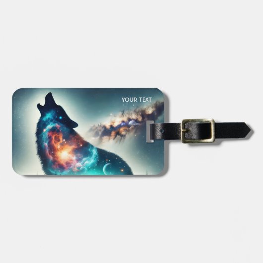 Fantasy Schattige Wolf Forest Space Bagagelabel (Voorkant horizontaal)