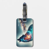 Fantasy Schattige Wolf Forest Space Bagagelabel (Achterkant verticaal)