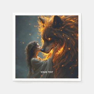 Fantasy Schattige Wolf Girl Fire Servet