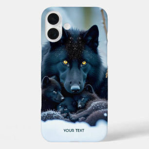 Fantasy Schattige Wolf Twee Pups iPhone 16 Plus Hoesje