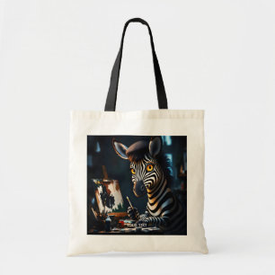 Fantasy Schattige Zebra Gezicht Schilderen Tote Bag