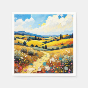 Fantasy Schattige Zomerlandschap Impasto Servet