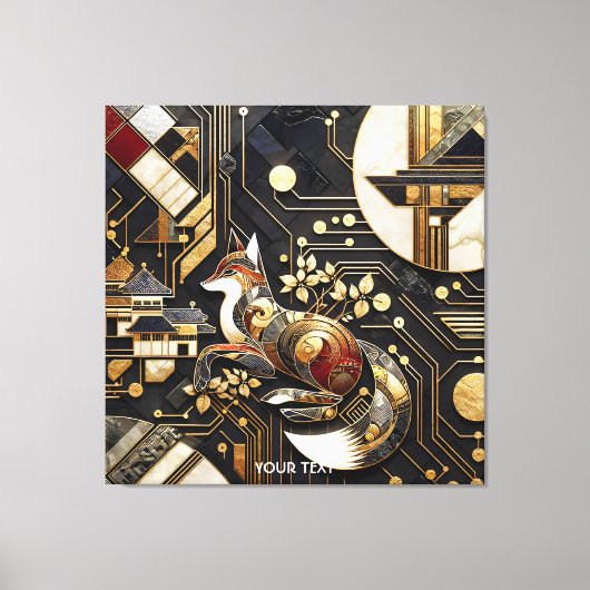 Fantasy Schattigee Abstracte Fox Art Canvas Afdruk (Voorkant)