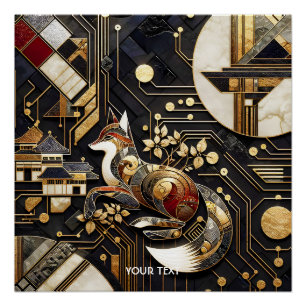 Fantasy Schattigee Abstracte Fox Art Perfect Poster