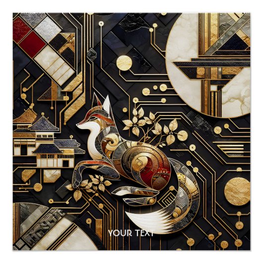 Fantasy Schattigee Abstracte Fox Art Perfect Poster (Voorkant)