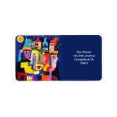 Fantasy Schattigee Abstracte Gezichten Vormen Etiket (Voorkant)