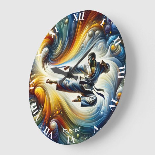 Fantasy Schattigee Abstracte Karate Tekening Grote Klok (Hoek)