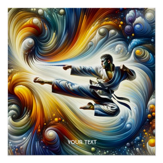 Fantasy Schattigee Abstracte Karate Tekening Perfect Poster (Voorkant)