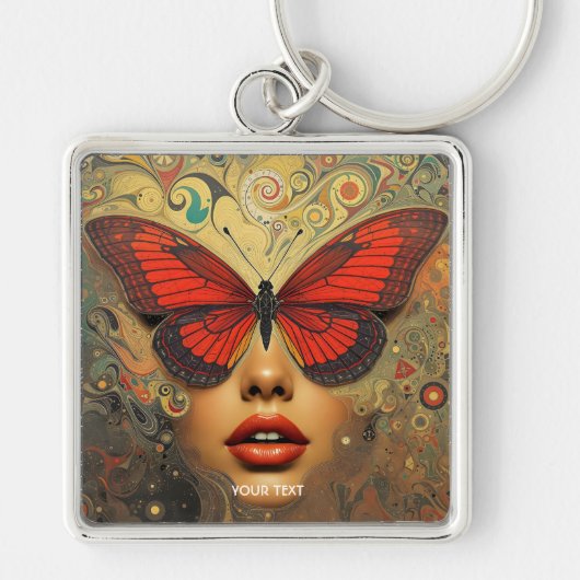 Fantasy Schattigee Abstracte Vlinders Ogen Sleutelhanger (Voorkant)