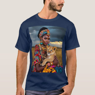 Fantasy Schattigee Afrikaanse vrouw Leeuw T-shirt