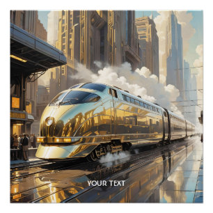 Fantasy Schattigee Art Deco trein Perfect Poster