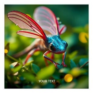 Fantasy Schattigee Axolotl met vleugels Perfect Poster