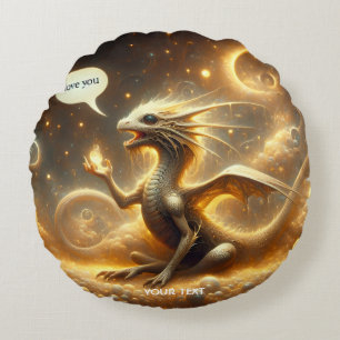 Fantasy Schattigee Baby Dragon Liefde Rond Kussen