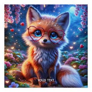 Fantasy Schattigee Baby Fox-bril Perfect Poster