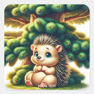 Fantasy Schattigee Baby Porcupine Tree Vierkante Sticker