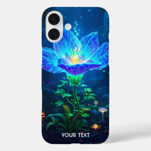 Fantasy Schattigee bioluminescente blauwe bloem iPhone 16 Plus Hoesje