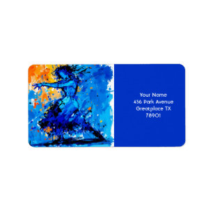 Fantasy Schattigee Blauwe Oranje Danser Etiket