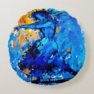 Fantasy Schattigee Blauwe Oranje Danser Rond Kussen