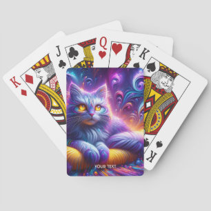 Fantasy Schattigee Blauwe Paarse Kat Pokerkaarten