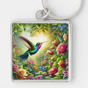 Fantasy Schattigee Bloemen Regenboog Kolibrie Sleutelhanger