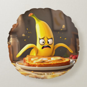 Fantasy Schattigee boter banaan toast Rond Kussen