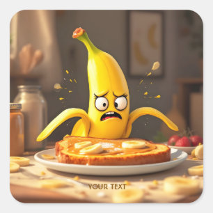 Fantasy Schattigee boter banaan toast Vierkante Sticker