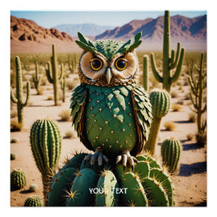 Fantasy Schattigee Cactus Uil Desert Perfect Poster