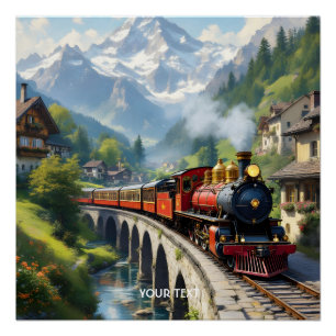 Fantasy Schattigee Crimson Antiek Train Perfect Poster