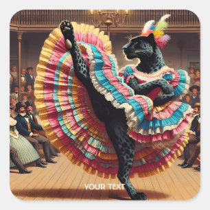 Fantasy Schattigee Dancing Panther Crowd Vierkante Sticker