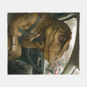 Fantasy Schattigee dinosaurus rijdende auto Fleece Deken (Voorkant (Horizontaal))