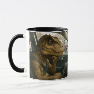 Fantasy Schattigee dinosaurus rijdende auto Mok