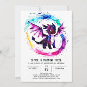 Fantasy Schattigee Dragon Digitale Jongen Verjaard Kaart (Voorkant)