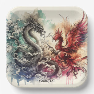 Fantasy Schattigee Dragon Phoenix Ink Papieren Bordje