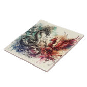 Fantasy Schattigee Dragon Phoenix Ink Tegeltje (Zijkant)