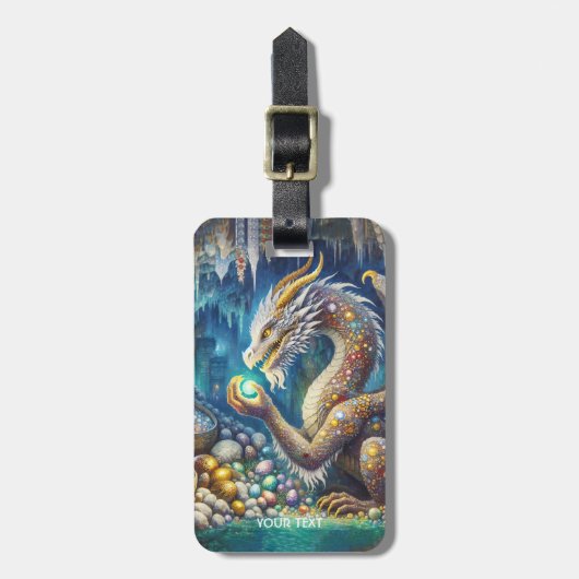 Fantasy Schattigee Dragon Stone Cavern Bagagelabel (Voorkant verticaal)