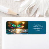 Fantasy Schattigee Dragonfly Water Reflectie Etiket (Insitu)