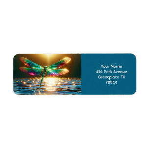 Fantasy Schattigee Dragonfly Water Reflectie Etiket
