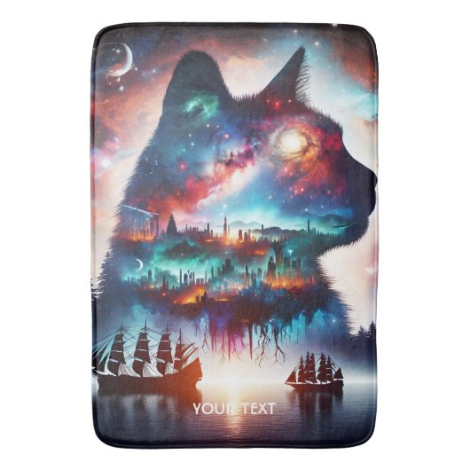 Fantasy Schattigee dromen Space Cat Badmat (Voorkant Verticaal)