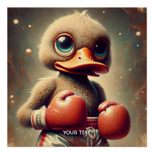 Fantasy Schattigee Duck Boxing Handschoenen Perfect Poster