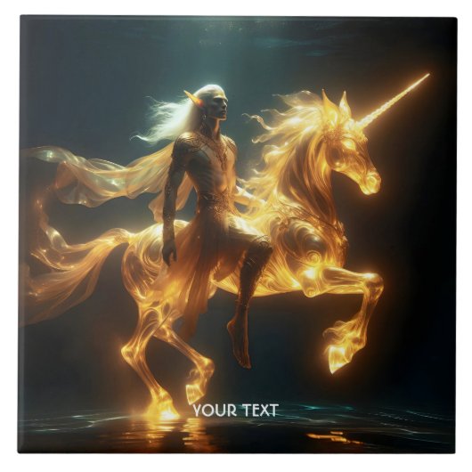 Fantasy Schattigee etherische onderwater eenhoorn Tegeltje (Voorkant)