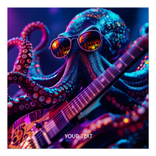 Fantasy Schattigee Gitaar Zonnebril Octopus Perfect Poster