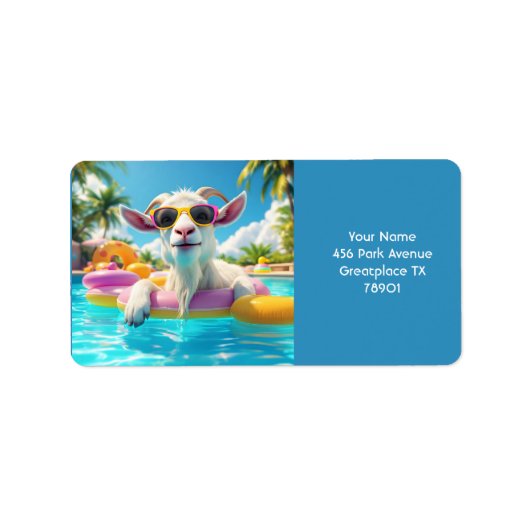 Fantasy Schattigee Goat Float Glasses Etiket (Voorkant)