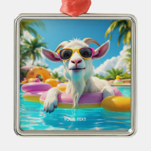 Fantasy Schattigee Goat Float Glasses Metalen Ornament