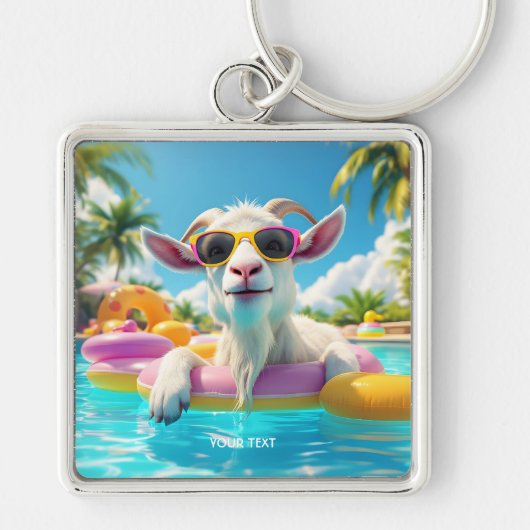 Fantasy Schattigee Goat Float Glasses Sleutelhanger (Voorkant)