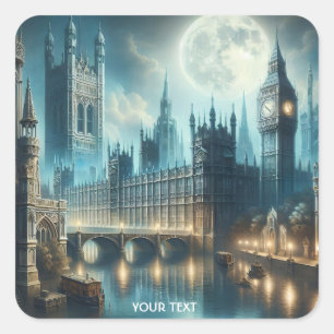 Fantasy Schattigee gotische Londen nacht Vierkante Sticker